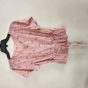 Bohemian Floral Button-Up peplum babydoll Blouse Perfect for Spring Summer Large